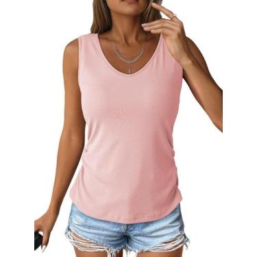 Imagem de Camiseta regata feminina Dokotoo com decote em V com sutiã embutido, m