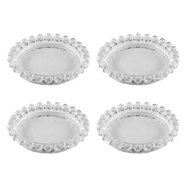 Imagem de Jogo 4 mini pratos 10 cm para sobremesa de cristal transparente Pearl 