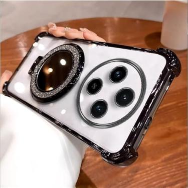 Imagem de Capa de silicone à prova de choque para Redmi Note 14 14C 14Pro 13C 12C para POCOF7 X7 X6 com suporte para espelho, capa macia, preta, para POCO X7Pro