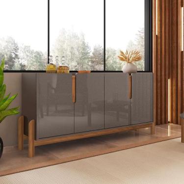 Imagem de Aparador Buffet 4 Portas Belle 170cm Cinza Pérola e Cedro C02 - D'Ross