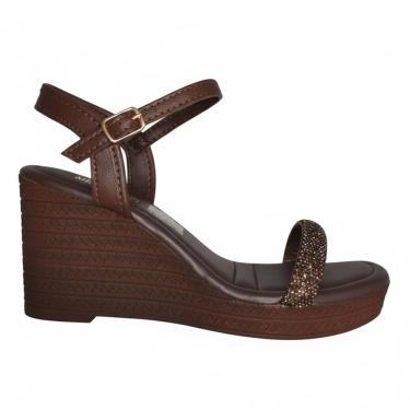 Imagem de Sandália Anabela Feminina Mississipi Tira De Strass MF513