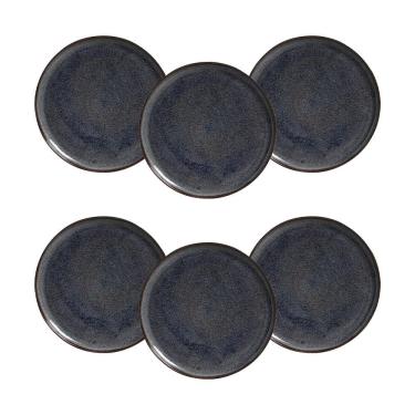 Imagem de Conjunto de Pratos Rasos Porto Brasil Bio Titanium Azul Escuro 29cm - 6 Peças