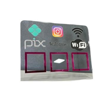 Imagem de Placa Pix Display Mesa Balcão PIX INSTAGRAM E WI-FI(Cristal c/Pink)