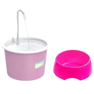 Imagem de Fonte Bebedouro + Comedouro 600ml Pet (Rosa)