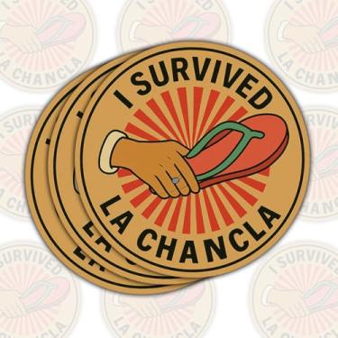 Imagem de Adesivo I Survived La Chancla (3 peças) – Adesivo de vinil engraçado de infância hispânica à prova d'água para laptop, garrafa de água, carro, caderno – presente para amigos latinx, millennials – 7,6