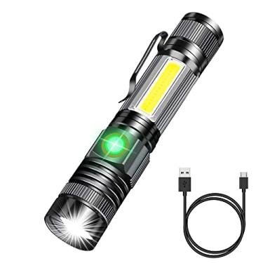 Imagem de Vnina Lanternas táticas recarregáveis, lanterna de LED com ímã/luz de trabalho lateral/4 modos/zoomable/resistente à água, luz de flash super brilhante de alta luminosidade para caminhadas, reparo de