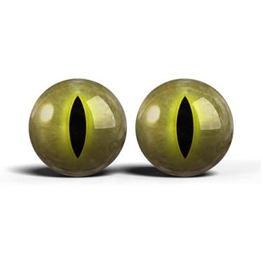 Imagem de Olhos realistas de artesanato de vidro de 2,5 cm, design de íris vertical de gato animal, conjunto de 2 peças, globos oculares de cabochão abobadados, arte, taxidermia e suprimentos para fabricação de