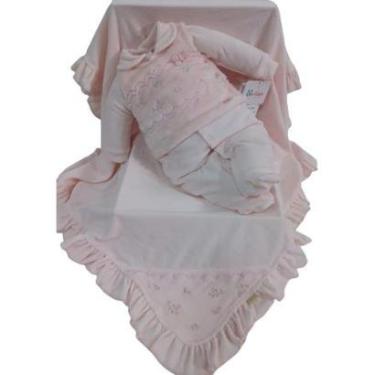 Imagem de Saída Maternidade Plush Luxo Bebê Menina Paraiso Ref 13001 - Rosa Pastel - RN ( 0 - 1 MES )-Feminino