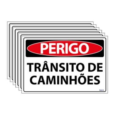 Imagem de Combo 6 Placas De Sinalização Perigo Trânsito De Caminhões 30x20 Ecom 
