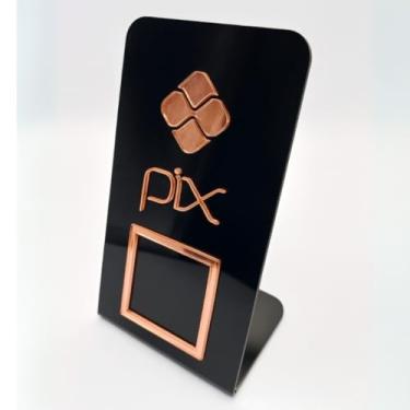 Imagem de Placa Pix QrCode Display Pagamento Acrílico De Mesa Balcão Loja(Preto Rosê)