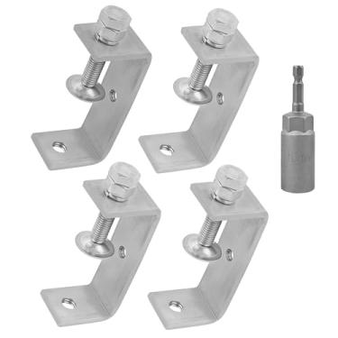 Imagem de Eunenete Grampos C de aço inoxidável 304, braçadeiras de tigre resistentes de 120 mm para marcenaria, braçadeira C pacote com 4