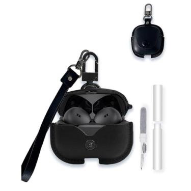 Imagem de Capa para Sennheiser ACCENTUM Fones de ouvido sem fio verdadeiros abertos, capa protetora de couro PU macio estilo WUNIAK Business com chaveiro e kit de limpeza para homens e mulheres, pele à prova de