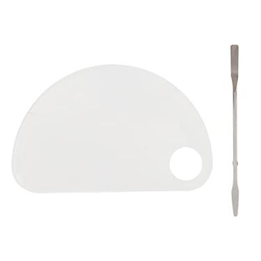 Imagem de Paleta de tinta acrílica redonda transparente com orifício para polegar, bandeja de mistura antiaderente para artistas de maquiagem, arte de unhas e pintura