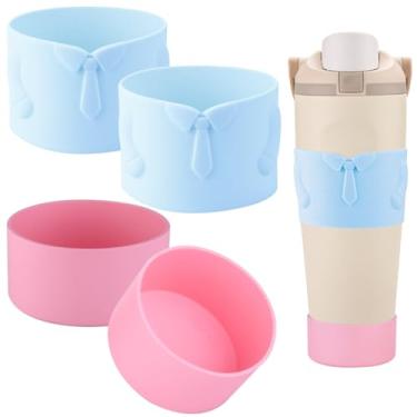 Imagem de Bota de silicone para garrafa de água Owala FreeSip Sway, 850 g, proteção superior e inferior, capa protetora antiderrapante com porta-copos de silicone (azul claro/rosa claro, 850 g)