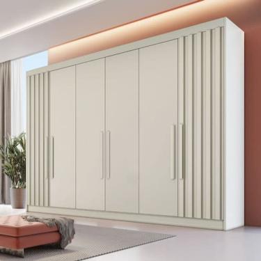 Imagem de Guarda Roupa Casal Ripado 6 Portas 6 Gavetas Potente Móveis Europa - Off White