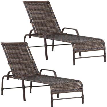 Imagem de 2 Espreguiçadeiras Catar Com Pintura Alumínio Trama Original Argila