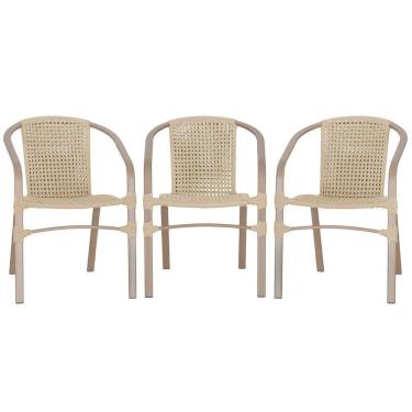 Imagem de 03 Cadeiras Floripa Alumínio Pintura Fendi Trama Original Rami