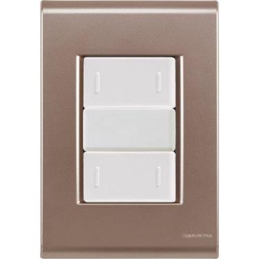 Imagem de Cj Placa Dois Interruptor Duplo Liz Ouro Velho Tramontina Completo Pronto Tramontina