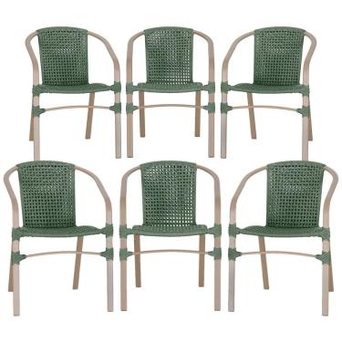 Imagem de 06 Cadeiras Floripa Alumínio Pintura Fendi Trama Verde
