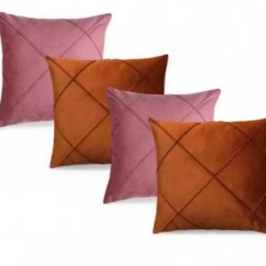 Imagem de Conjunto de Almofadas para Sofá com Capa Removível e Enchimento, Estampa Moderna e Tecido Suave, para Sala, Quarto e Decoracao de Casa (45x45cm) (Rosê com Terracota)