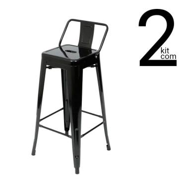 Imagem de Conjunto 2 Banquetas Tolix Com Encosto Baixo - Preta