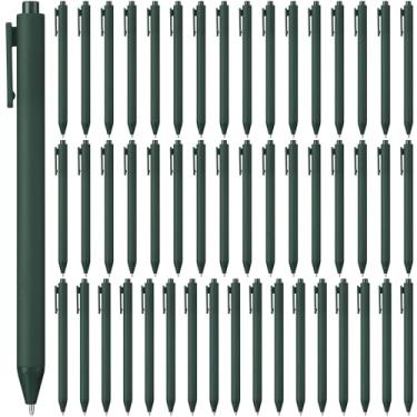 Imagem de yptniginu 50 canetas esferográficas retráteis a granel 1,0 mm, ponta média, tinta preta, canetas fofas, material escolar para professores, estudantes, funcionários, chá de panela, chá de bebê (verde)