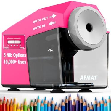 Imagem de AFMAT Apontador de lápis elétrico resistente, entrada e saída automática, apontador de lápis totalmente automático para sala de aula, apontador de mãos livres para lápis de cor nº 2/Jumbo/lápis de cor