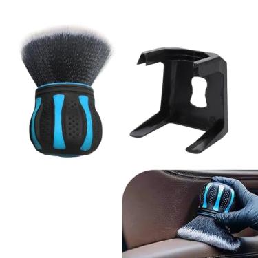 Imagem de CyperFair Escova de limpeza detalhada com suporte de armazenamento, painel de cerdas macias esféricas para ar condicionado, escova de fenda interna, alça antiderrapante, acessório multifuncional (azul