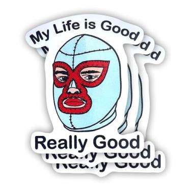 Imagem de (3 peças) Adesivo My Life Good Really Good com frases motivacionais sarcásticas com citação humorística decalque de vinil para Kindle, laptop, garrafa de água, capacete rígido de telefone, adesivo de
