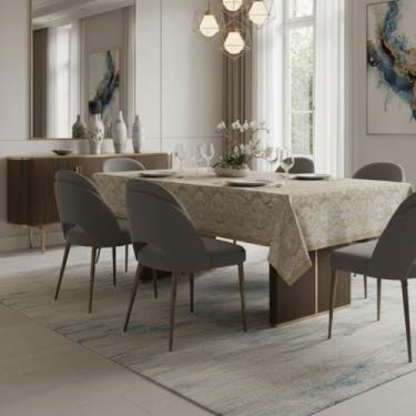 Imagem de TOALHA DE MESA LINHÃO EM TECIDO LINHO RUSTICO (FLORAL ALAMBRADO, 140X250)