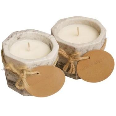 Imagem de Vela Aromática Lavanda Perfumada Artesanal Vegetal Vaso de Gesso Vasinho(2 Velas 35g (ESCOLHER NO CHAT))