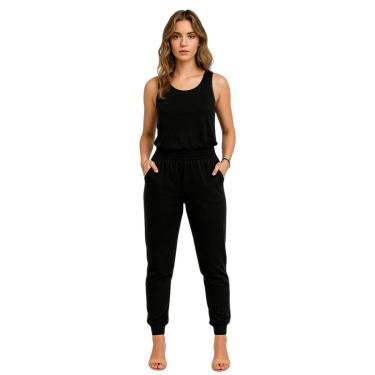 Imagem de Calça de Moletom Feminina Jogger Básica Preto Felpudo Flanelado com Bolso-Feminino