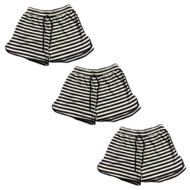 Imagem de Kit 3 Short Saída De Praia Frimarket Listrado Curto Feminino-Feminino