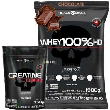 Imagem de Kit Whey Protein Refil 900g 100 HD Pure 3W Isolado Hidrolisado Concentrado Creatina Monohidrata 150g-Unissex