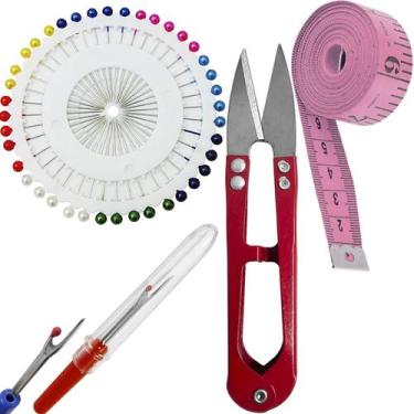 Imagem de Kit Costura Alfinete Fita Métrica Abridor De Casa Tesoura - Evolvere