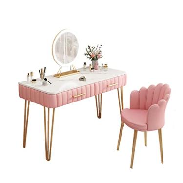 Imagem de Conjunto de penteadeira de espelho de LED com armário de armazenamento para quarto, mesa de maquiagem para mulheres ou meninas