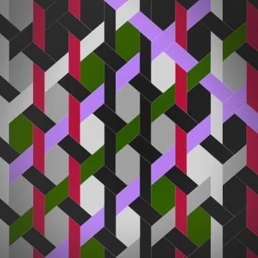 Imagem de Quadro Decorativo Mosaico Colorido com Formas Geométricas - Arte Moderna para Parede 30x30cm