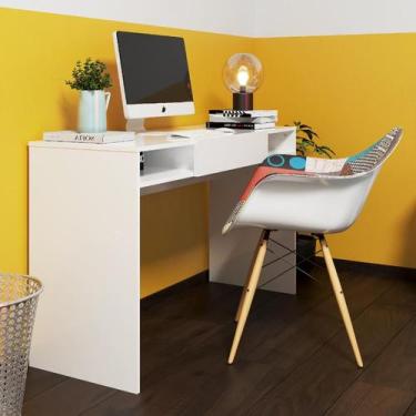 Imagem de Escrivaninha 1 Gaveta Quarto Escritório Àpila Rimo Branco - Móveis Rim