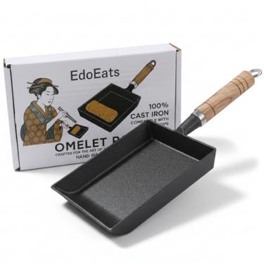 Imagem de EdoEats Frigideira Tamagoyaki estilo japonês, frigideira de ferro pré-temperada para aquecimento uniforme, antiaderente natural
