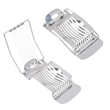 Imagem de Fatiador de Ovos em Aço Inoxidável, 10 Fios de Corte, Rotação 180°, 23cm x 8cm, para Presunto, Queijos, Frutas e Vegetais