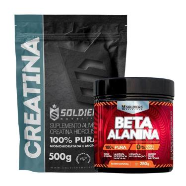 Imagem de Kit: Beta Alanina 250g + Creatina Monohidratada 500g - 100% Pura Importada - Soldiers Nutrition-Unissex