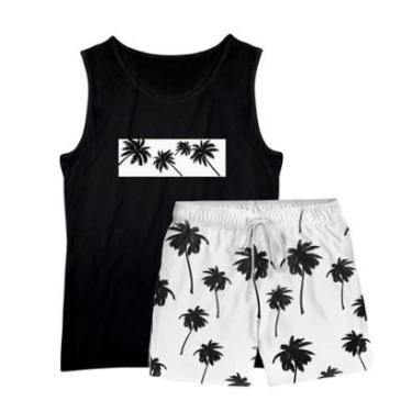 Imagem de Conjunto Masculino Camiseta Regata Algodão E Short Tactel Coqueiros-Masculino