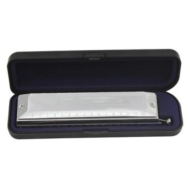 Imagem de Gaita profissional 16 furos 64 gaita sintonia cromática tons de troca de semitons