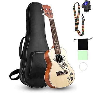 Imagem de Ukulele infantil 58 cm flor Spruce Top Sapele Ukulele Ukulele Profissional Ukulele Guitarra havaiana com Gig Bag Ukelele Acessórios
