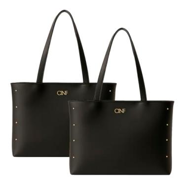 Imagem de Bolsa Sacola Feminina Grande De Ombro Kit 2 Peças (Preta)