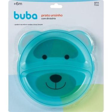 Imagem de Pratinho Azul Buba Infantil Urso com Divisórias Prático, Azul, Ursinho