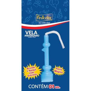 Imagem de Vela Aniversario Numero Azul N 1 - Embalagem com 1 unidade.