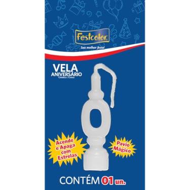 Imagem de Vela de Aniversário Número 0 Branca, Festcolor
