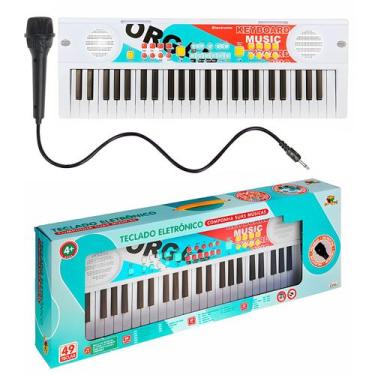 Imagem de Teclado Musical Infantil 49 Teclas Portátil Educativo Com Microfone Us