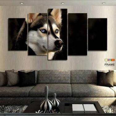 Imagem de quadros decorativo 5 peças mod Lobo olhos azul - autopc 3mm